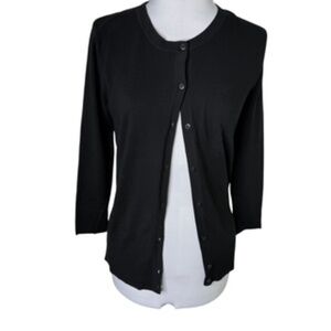 NWOT Merona Black Crew Neck Long Sleeve Button Front Cardigan Size L